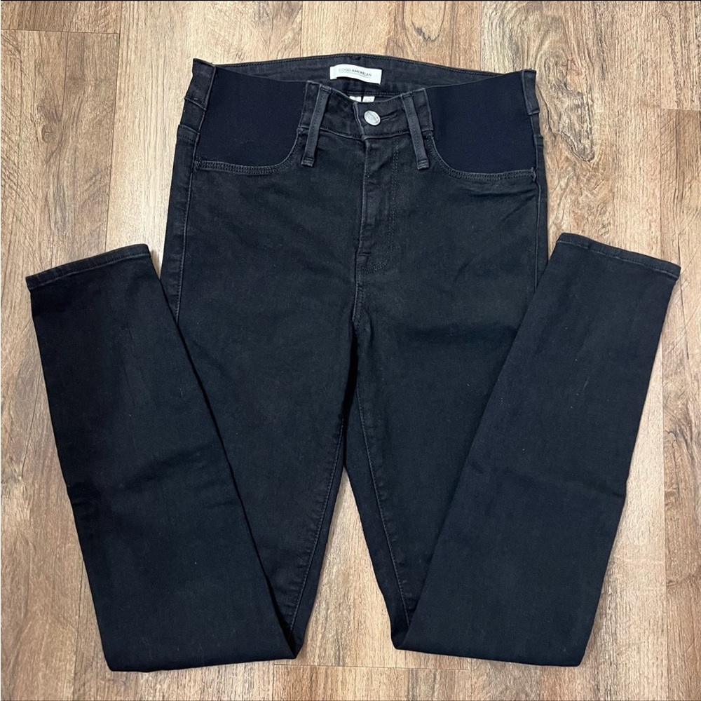 Maternity - Good American Dark Black Skinny Jeans